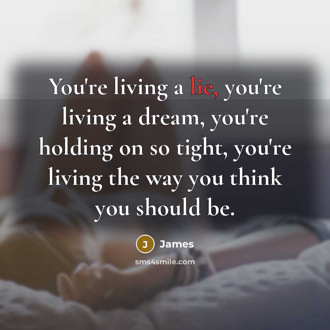 “You're living a lie, you're living a dream, you're holding…” quote by James