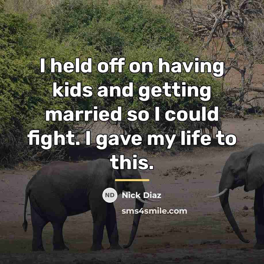 “I held off on having kids and getting married so…” quote by Nick Diaz