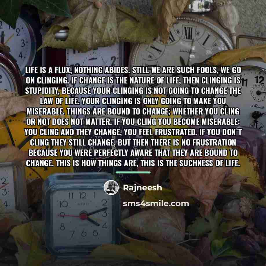 “Life is a flux, nothing abides. Still we are such…” quote by Rajneesh