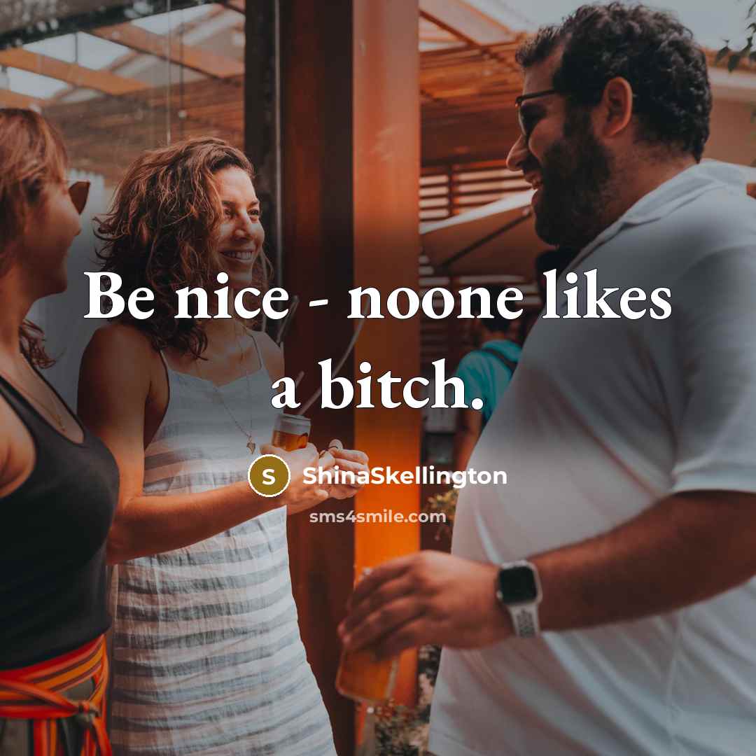 “Be nice - noone likes a bitch.” quote by ShinaSkellington