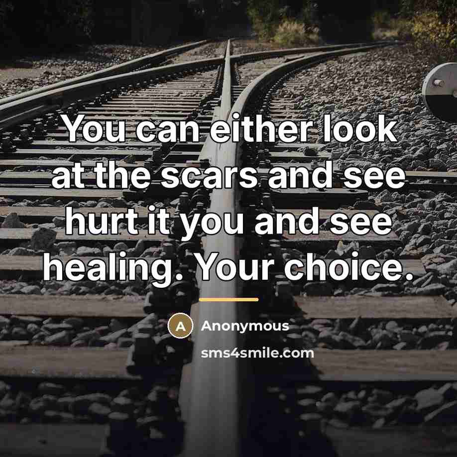 “You can either look at the scars and see hurt…” quote by Anonymous