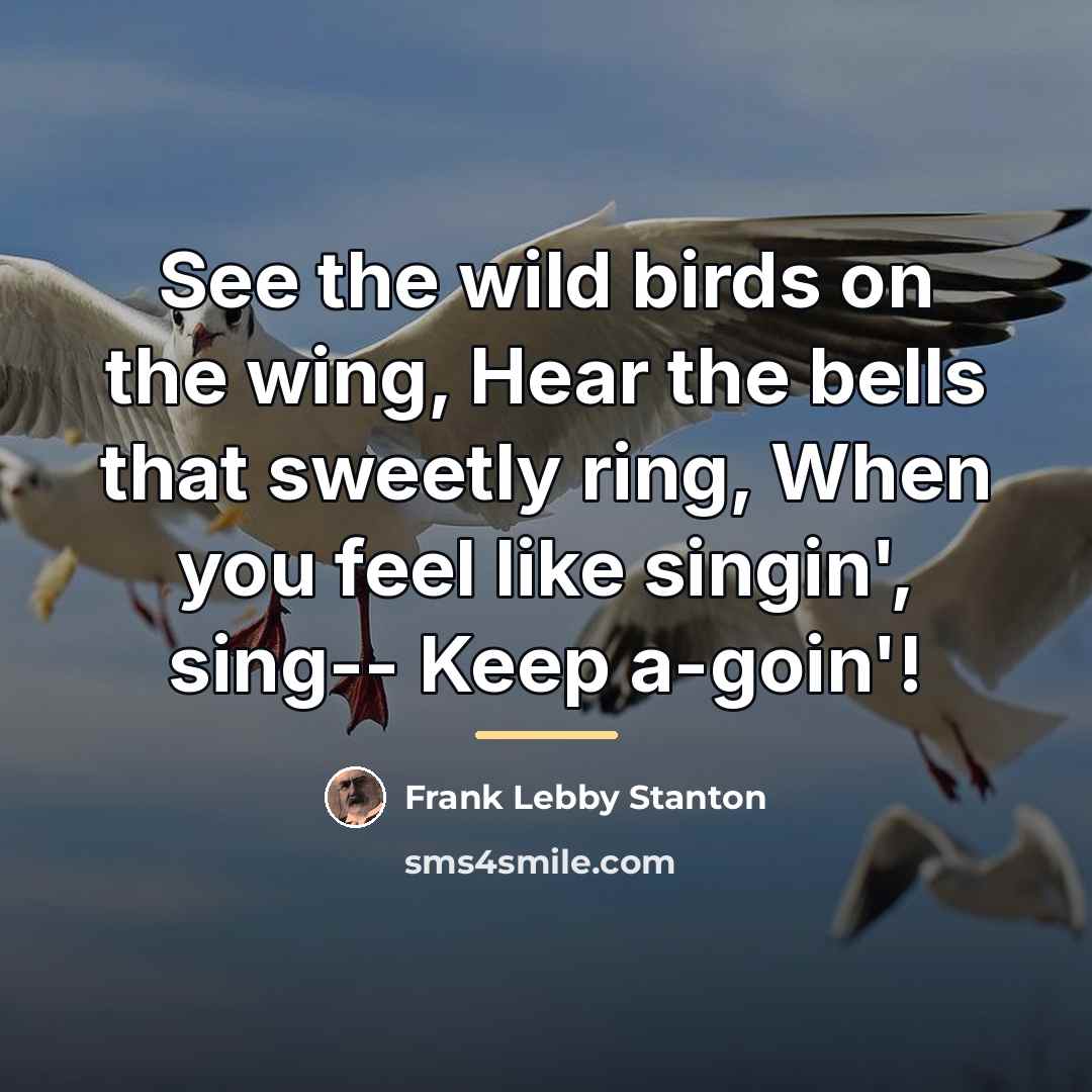 “See the wild birds on the wing, Hear the bells…” quote by Frank Lebby Stanton