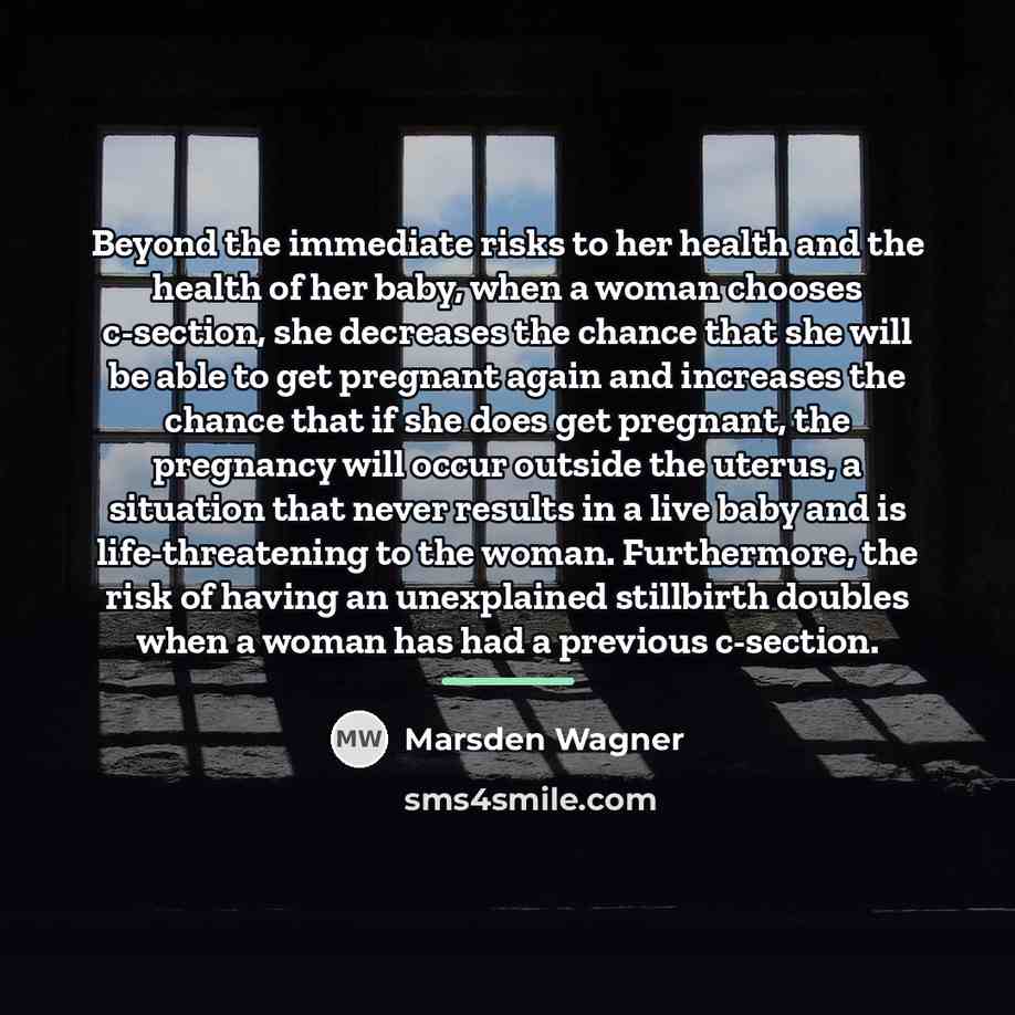 “Beyond the immediate risks to her health and the health…” quote by Marsden Wagner