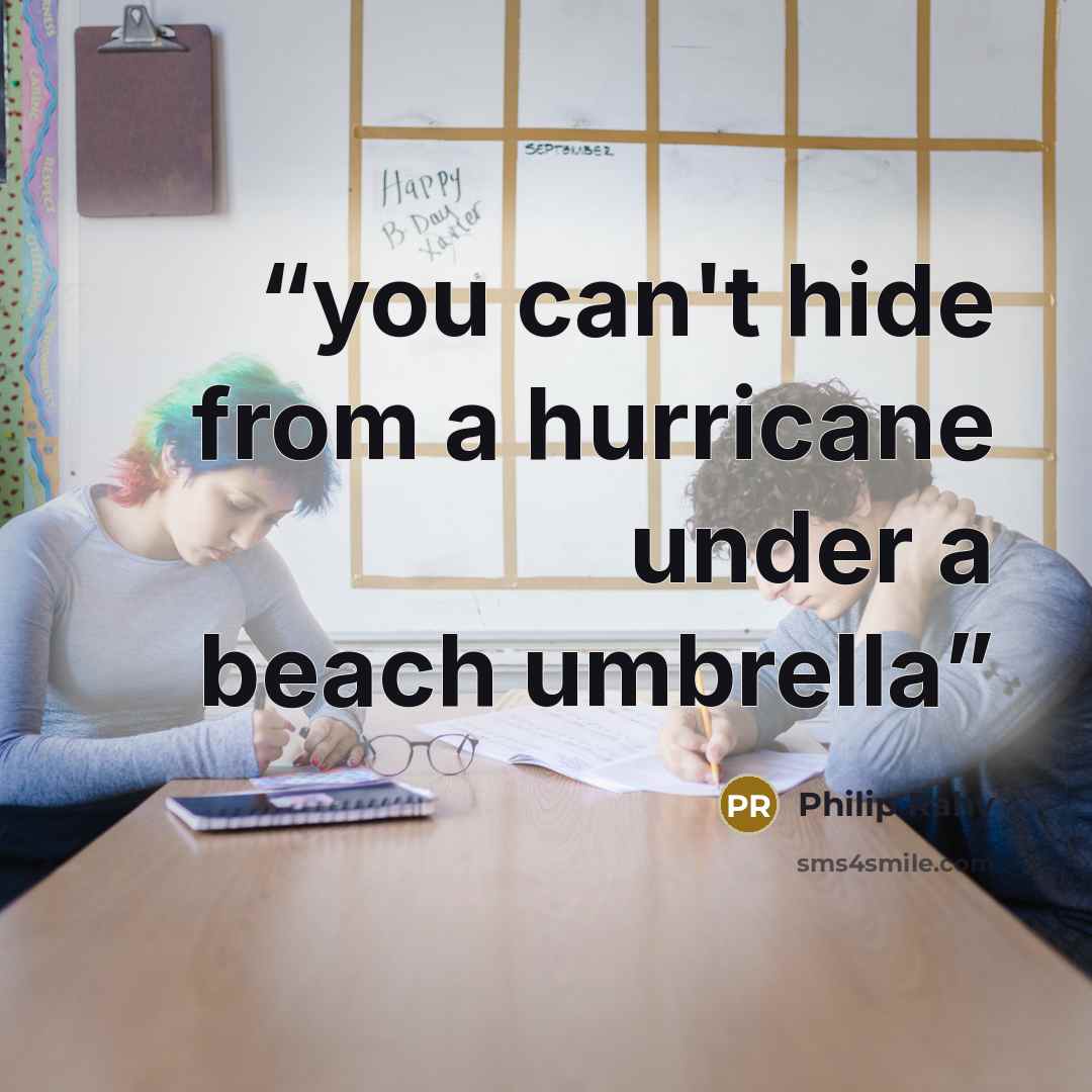 “you can't hide from a hurricane under a beach umbrella” quote by Philip Rahv