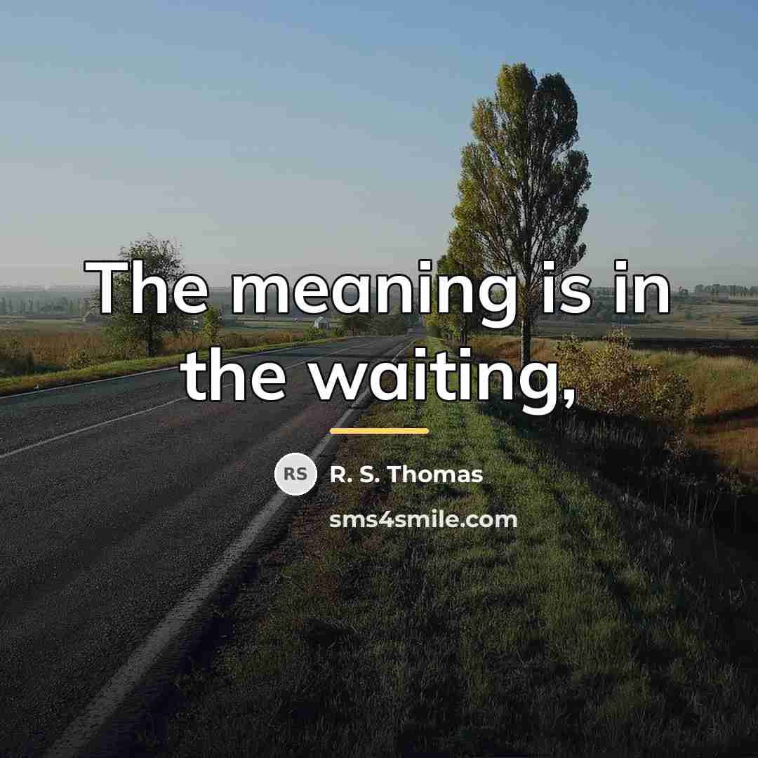 “The meaning is in the waiting,…” quote by R. S. Thomas