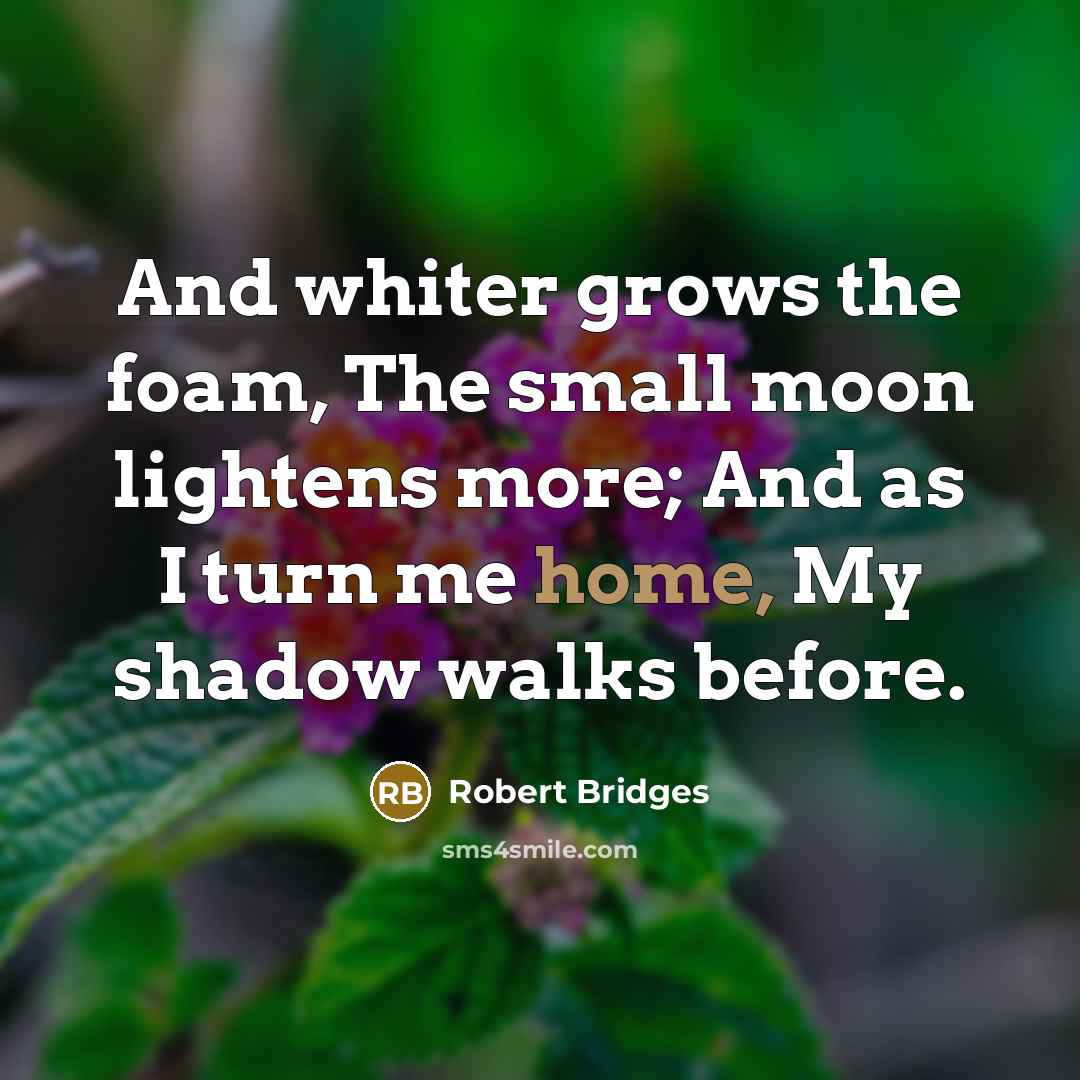 “And whiter grows the foam, The small moon lightens more;…” quote by Robert Bridges