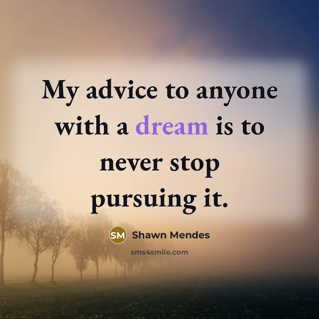 “My advice to anyone with a dream is to never…” quote by Shawn Mendes