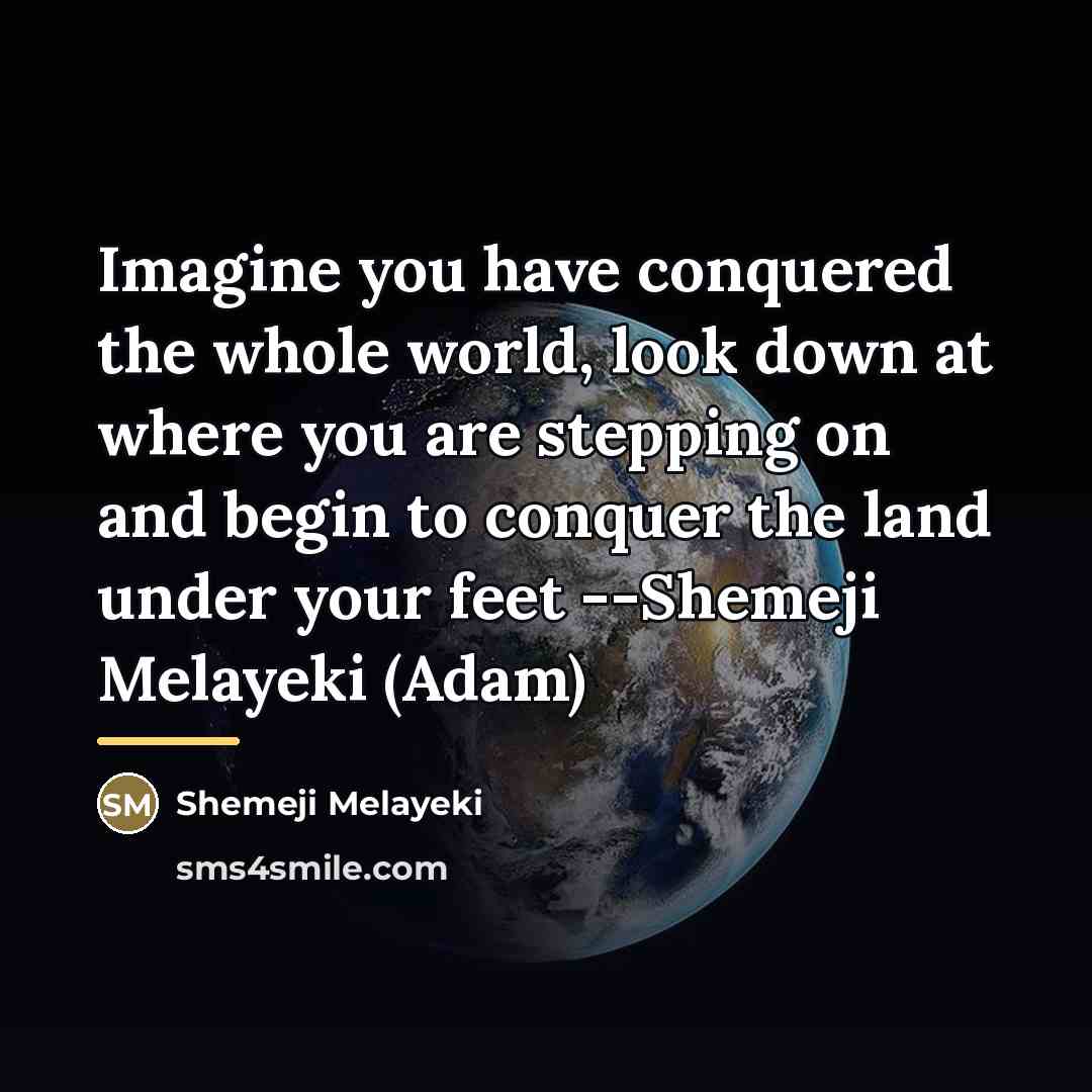 “Imagine you have conquered the whole world, look down at…” quote by Shemeji Melayeki