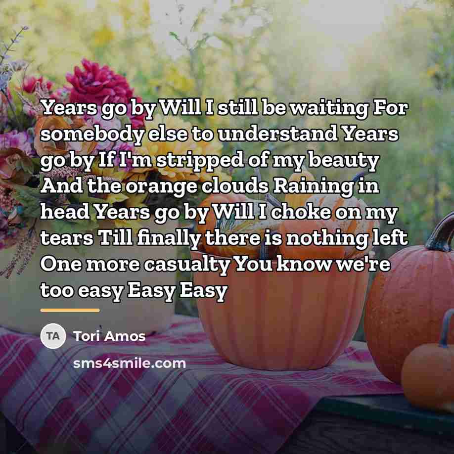 “Years go by Will I still be waiting For somebody…” quote by Tori Amos