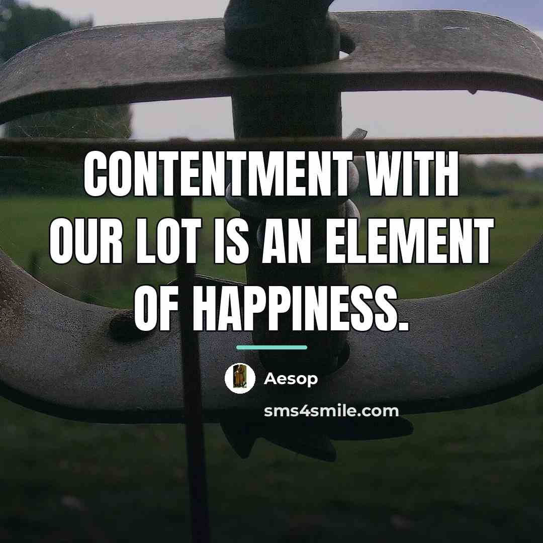 “Contentment with our lot is an element of happiness.…” quote by Aesop