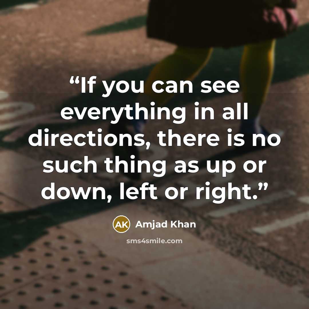 “If you can see everything in all directions, there is no such thing as up or down, left or right.” quote by Amjad Khan