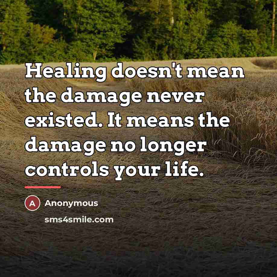 “Healing doesn't mean the damage never existed. It means the…” quote by Anonymous