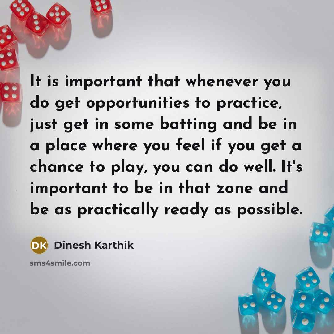 “It is important that whenever you do get opportunities to…” quote by Dinesh Karthik