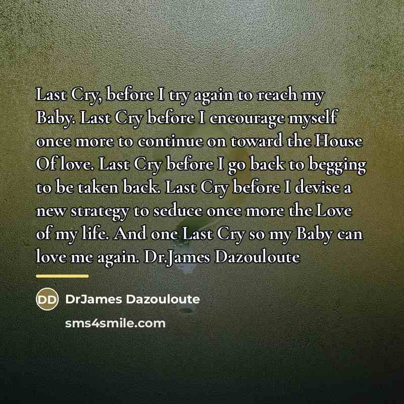 “Last Cry, before I try again to reach my Baby.…” quote by DrJames Dazouloute