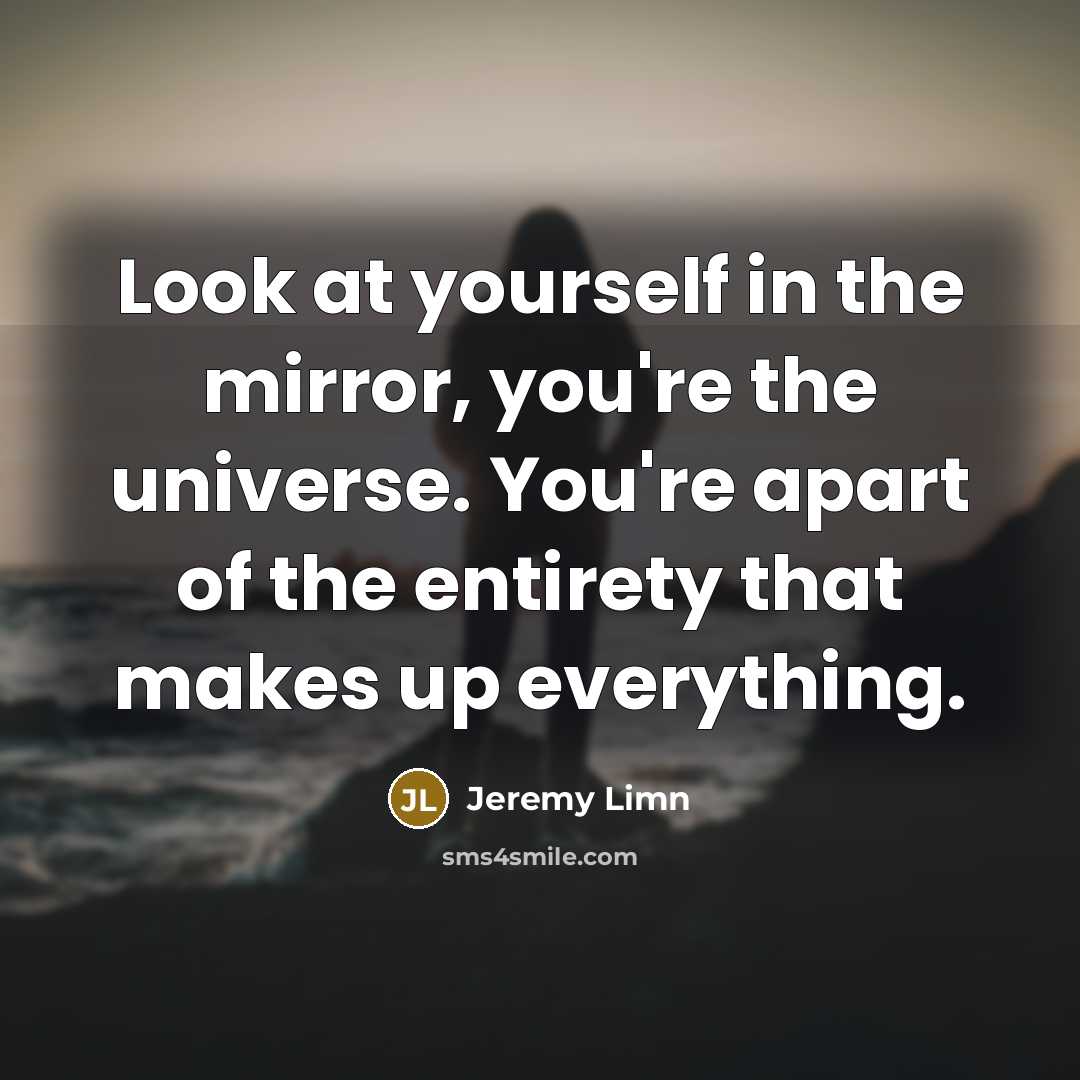“Look at yourself in the mirror, you're the universe. You're…” quote by Jeremy Limn