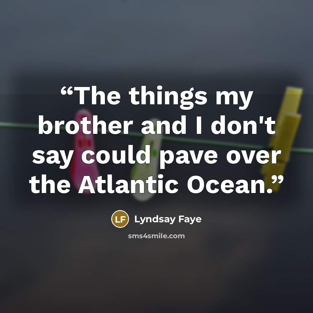 “The things my brother and I don't say could pave over the Atlantic Ocean.” quote by Lyndsay Faye