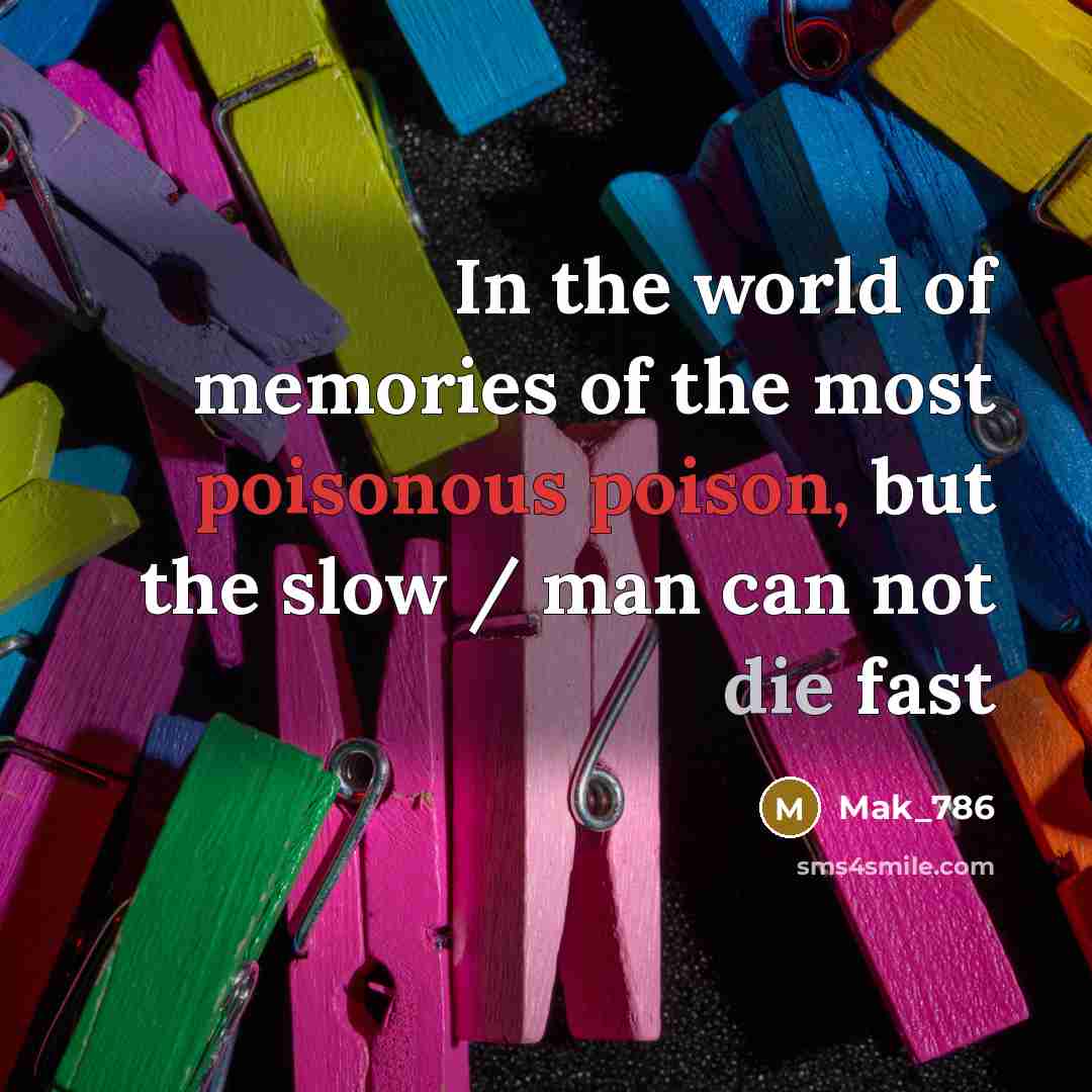 “In the world of memories of the most poisonous poison, but the slow / man can not die fast” quote by Mak_786