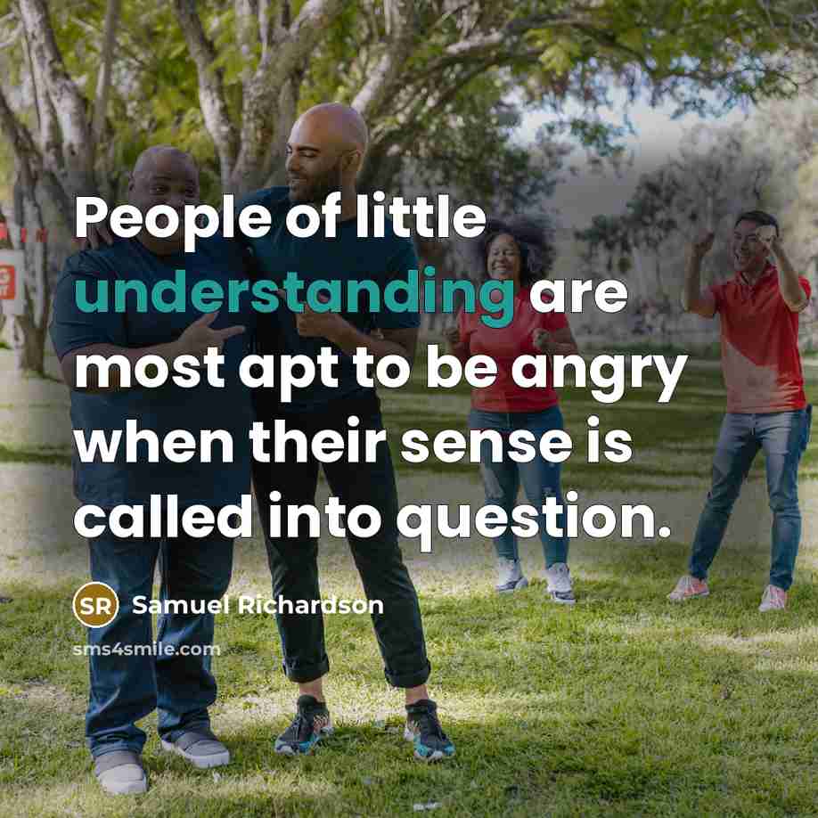 “People of little understanding are most apt to be angry…” quote by Samuel Richardson