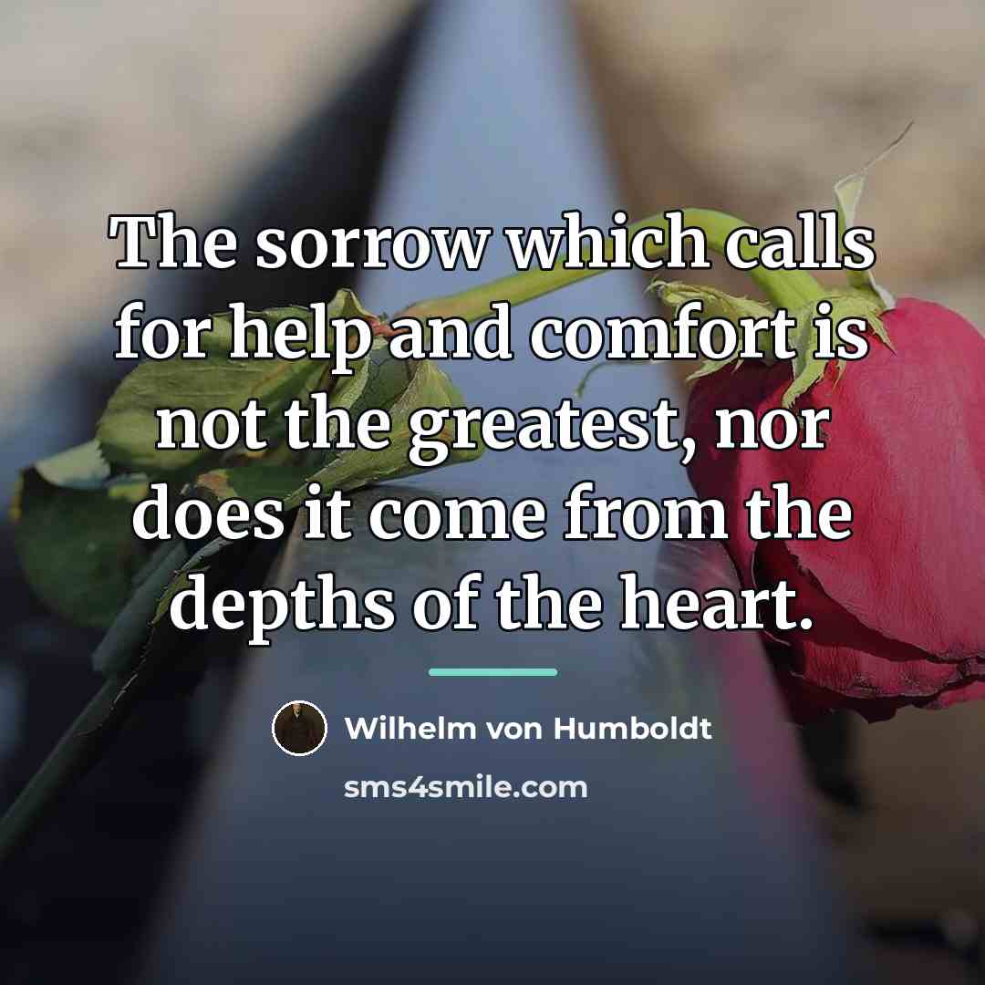 “The sorrow which calls for help and comfort is not…” quote by Wilhelm von Humboldt