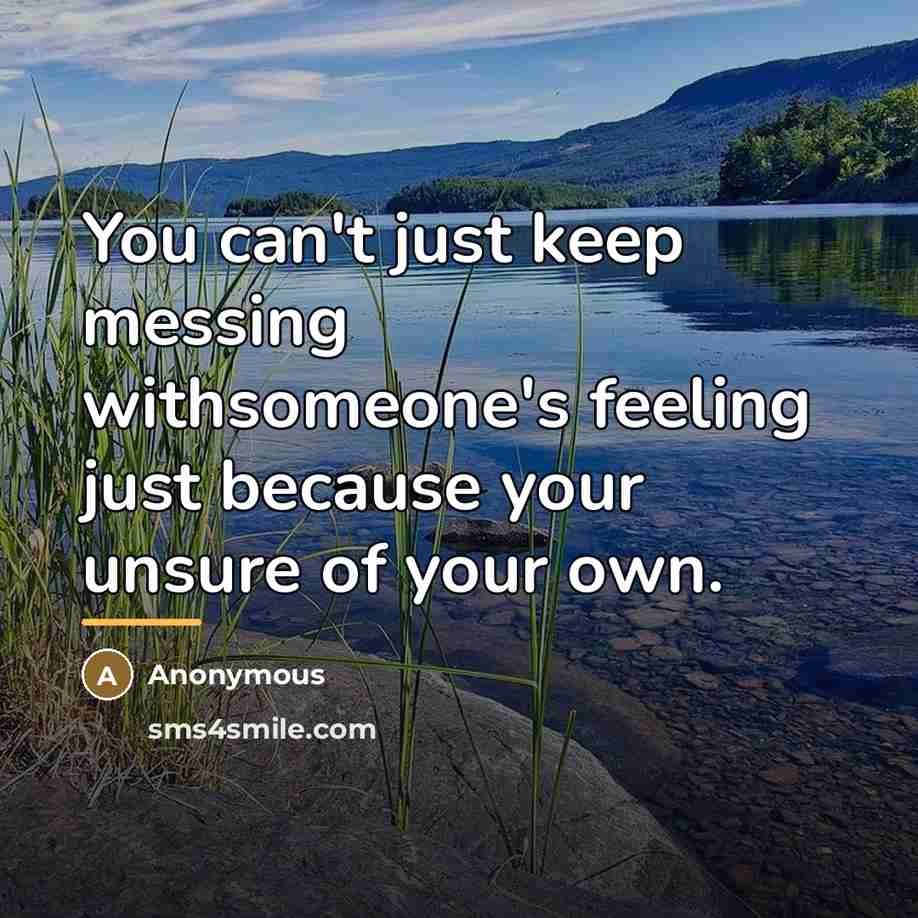 “You can't just keep messing withsomeone's feeling just because your…” quote by Anonymous