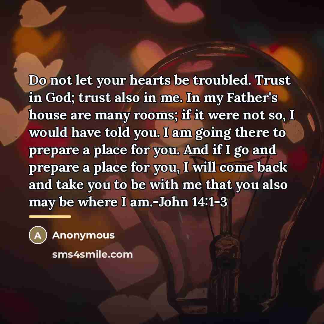 “Do not let your hearts be troubled. Trust in God;…” quote by Anonymous