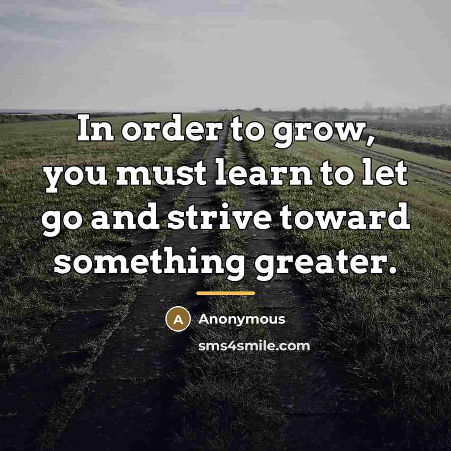 “In order to grow, you must learn to let go…” quote by Anonymous