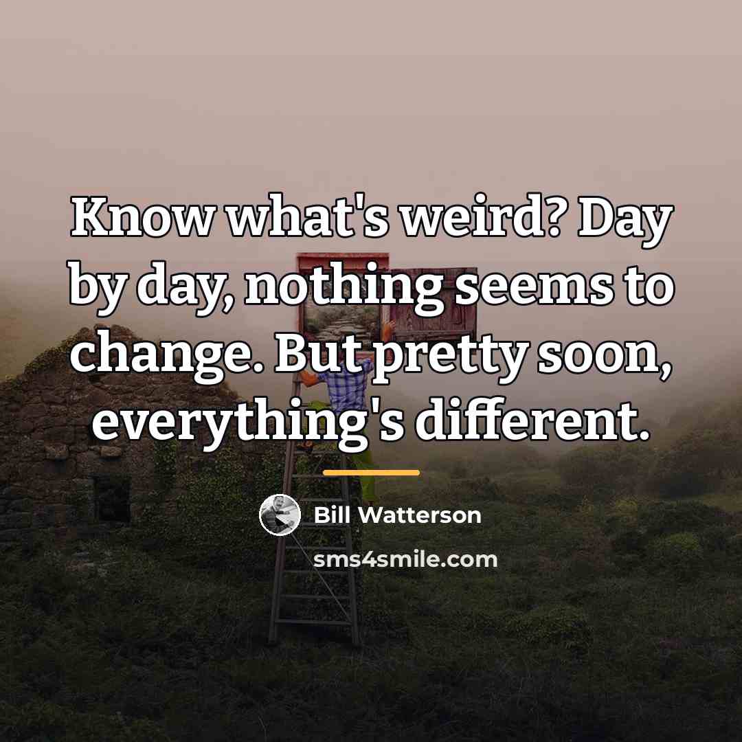 “Know what's weird? Day by day, nothing seems to change.…” quote by Bill Watterson
