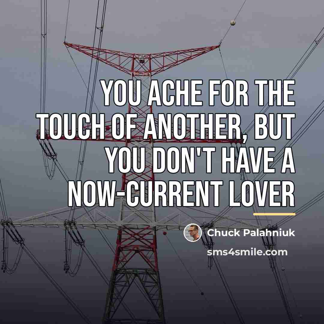“You ache for the touch of another, But you don't…” quote by Chuck Palahniuk