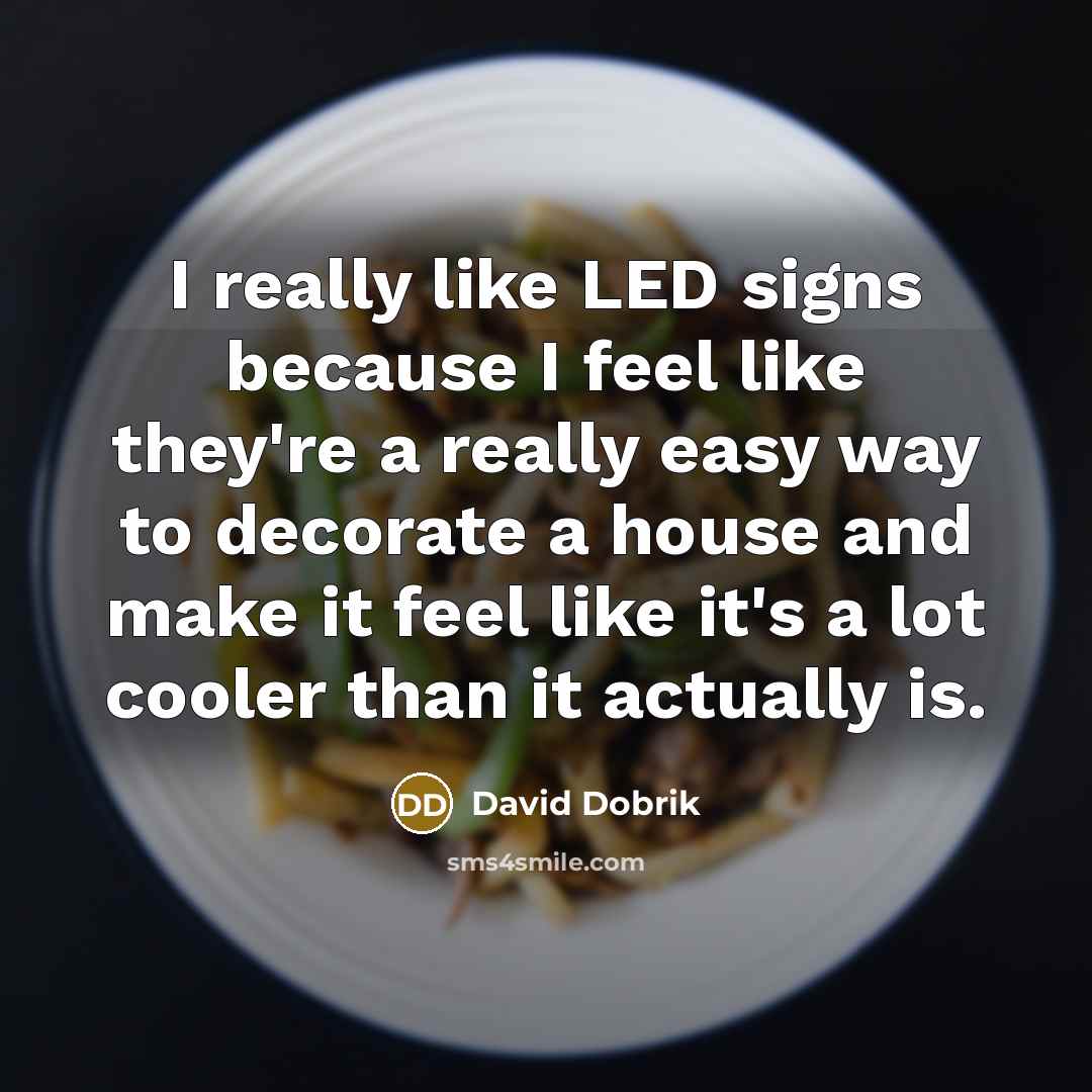 “I really like LED signs because I feel like they're…” quote by David Dobrik