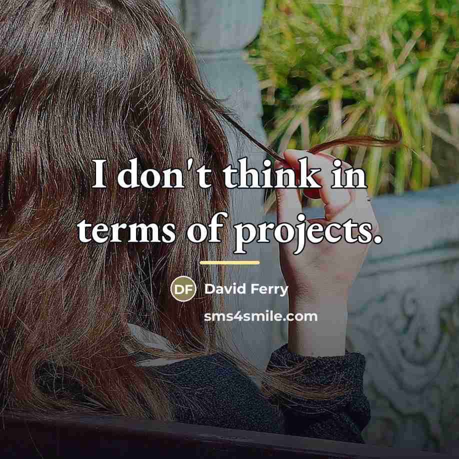 “I don't think in terms of projects.…” quote by David Ferry