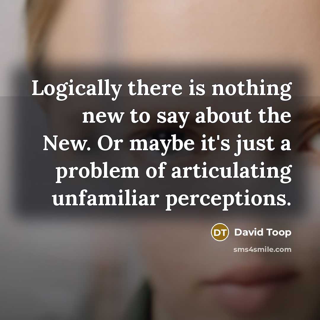 “Logically there is nothing new to say about the New.…” quote by David Toop