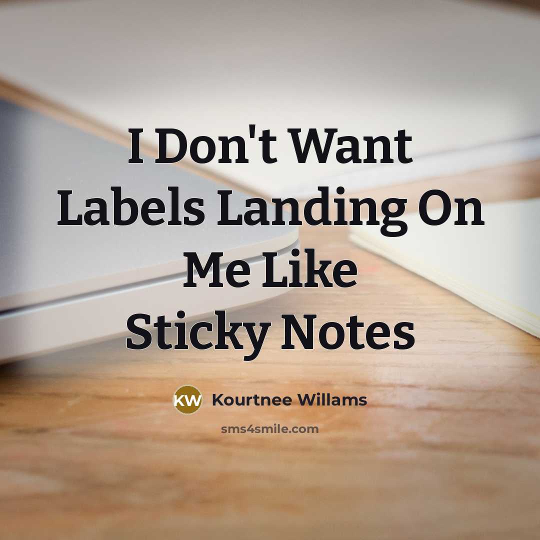 “I Don't Want Labels Landing On Me Like Sticky Notes…” quote by Kourtnee Willams