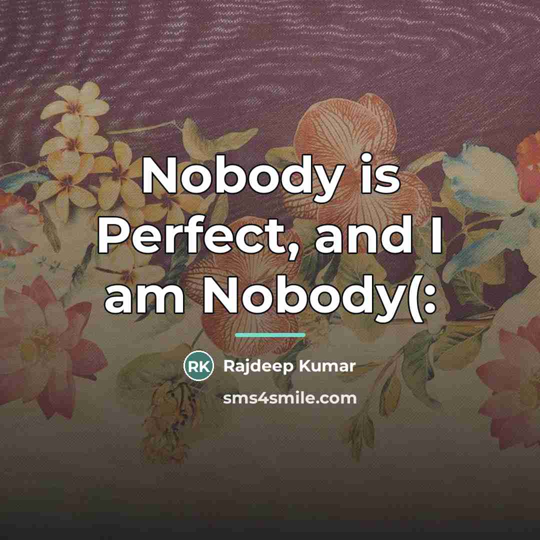 “Nobody is Perfect, and I am Nobody(:…” quote by Rajdeep Kumar
