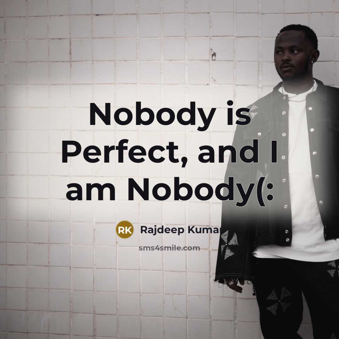 “Nobody is Perfect, and I am Nobody(:” quote by Rajdeep Kumar