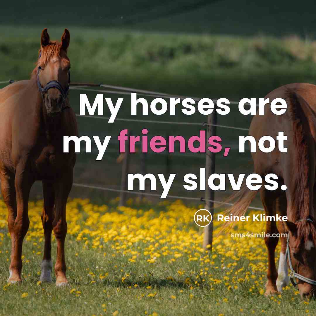 “My horses are my friends, not my slaves.” quote by Reiner Klimke