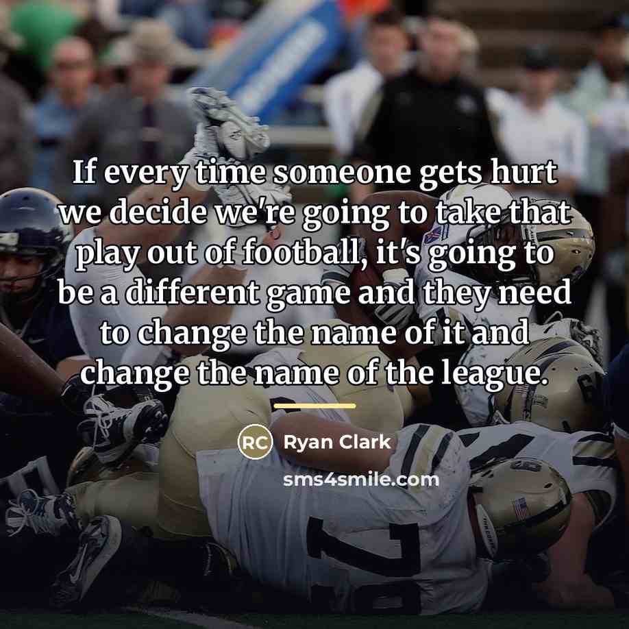 “If every time someone gets hurt we decide we're going…” quote by Ryan Clark