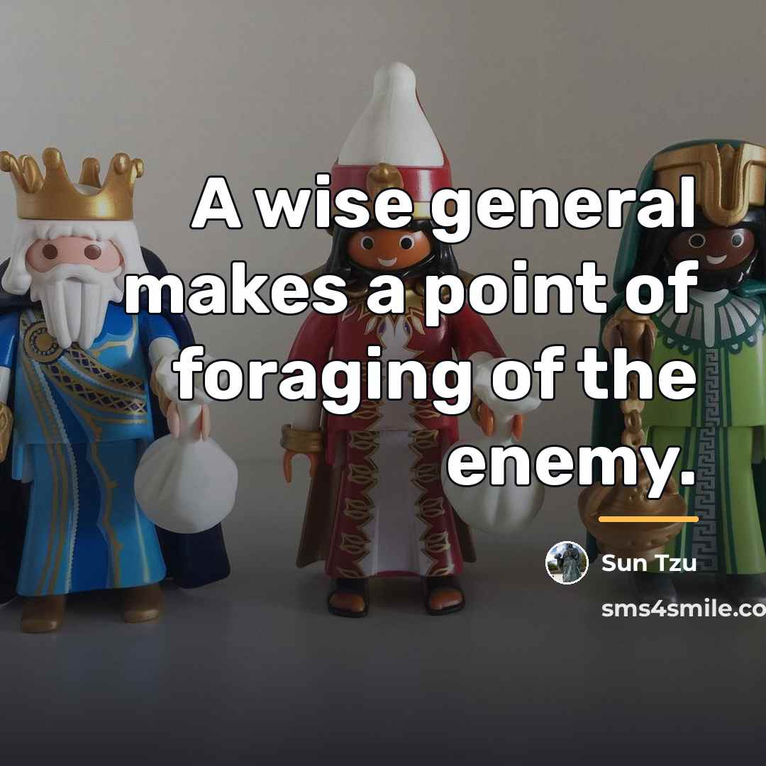 “A wise general makes a point of foraging of the…” quote by Sun Tzu