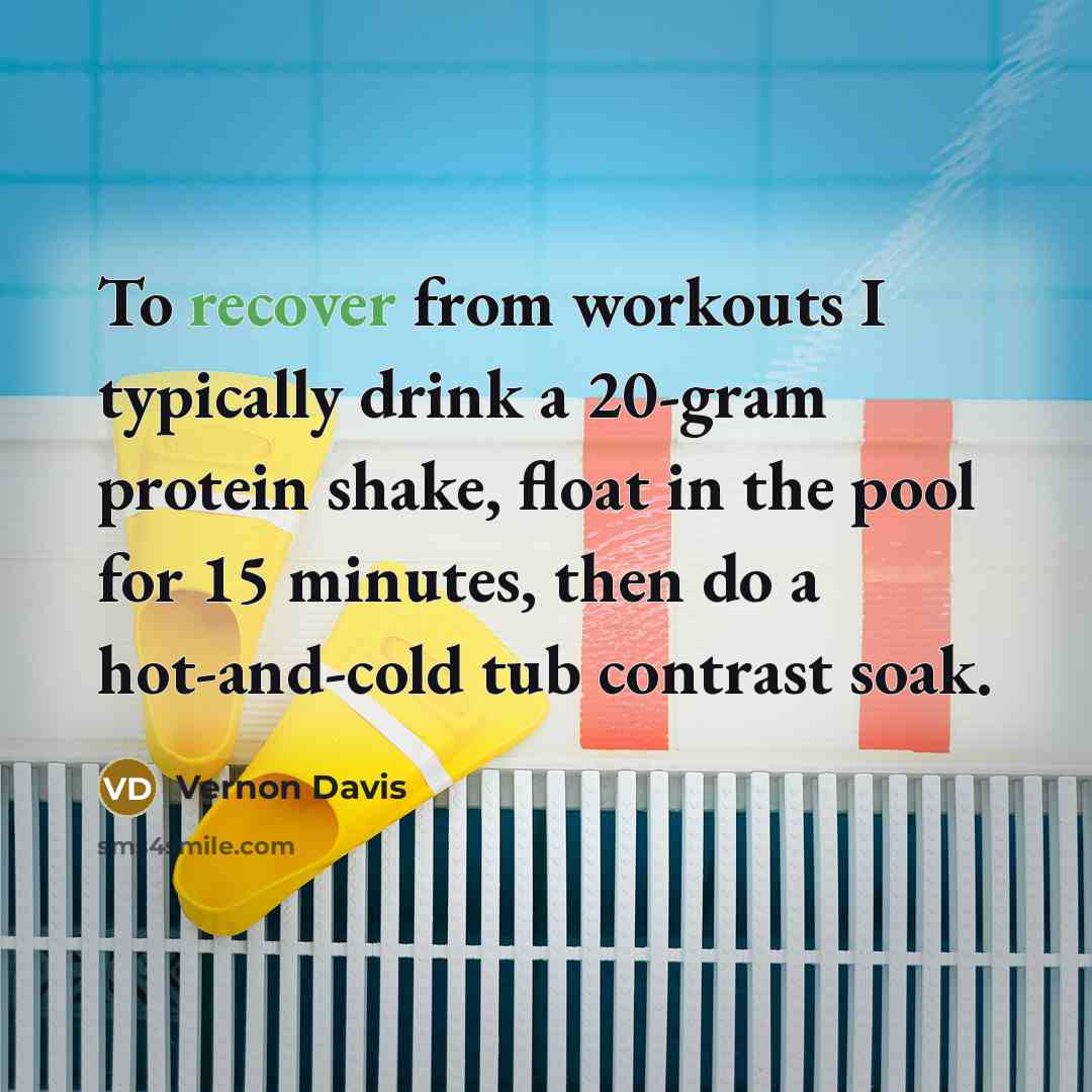 “To recover from workouts I typically drink a 20-gram protein…” quote by Vernon Davis