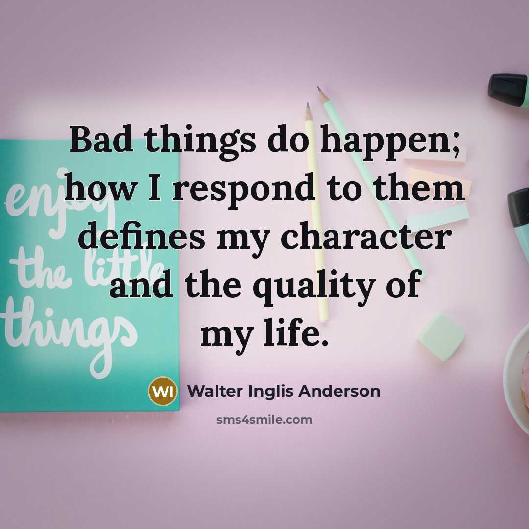 “Bad things do happen; how I respond to them defines…” quote by Walter Inglis Anderson