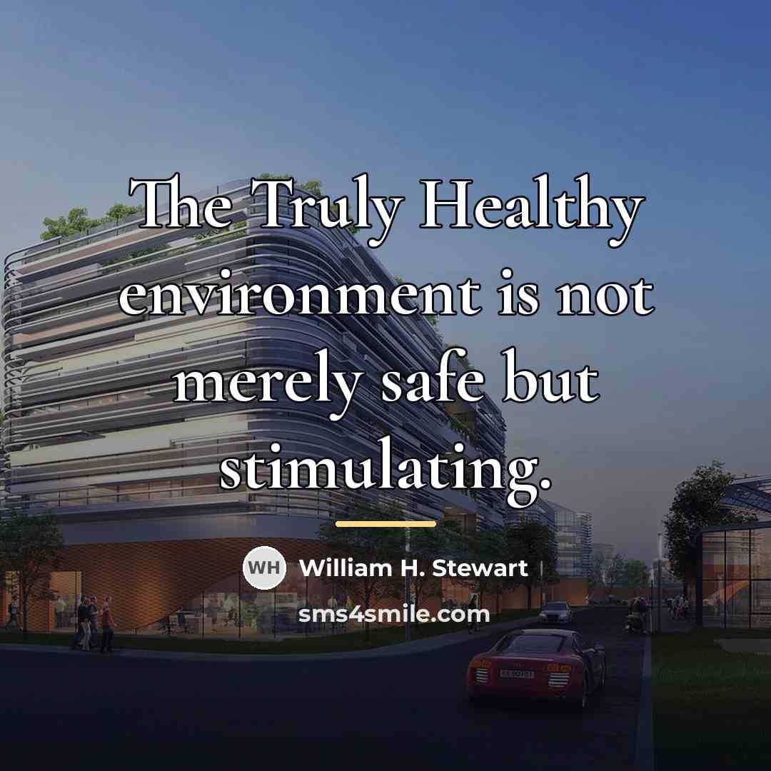 “The Truly Healthy environment is not merely safe but stimulating.…” quote by William H. Stewart
