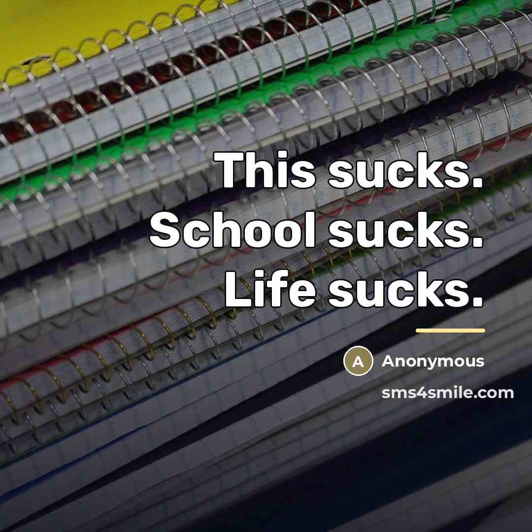 “This sucks. School sucks. Life sucks.…” quote by Anonymous