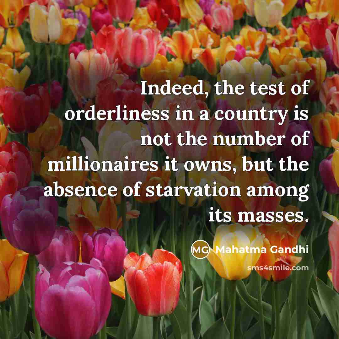 “Indeed, the test of orderliness in a country is not…” quote by Mahatma Gandhi