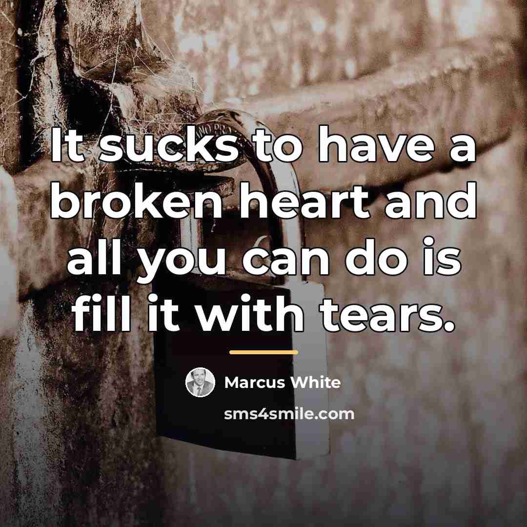 “It sucks to have a broken heart and all you…” quote by Marcus White