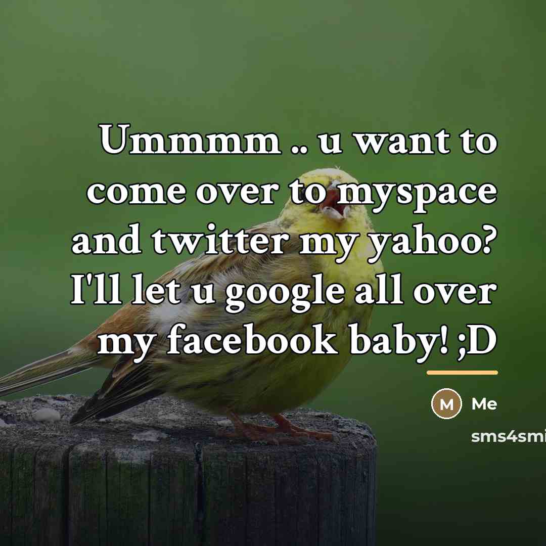 “Ummmm .. u want to come over to myspace and…” quote by Me
