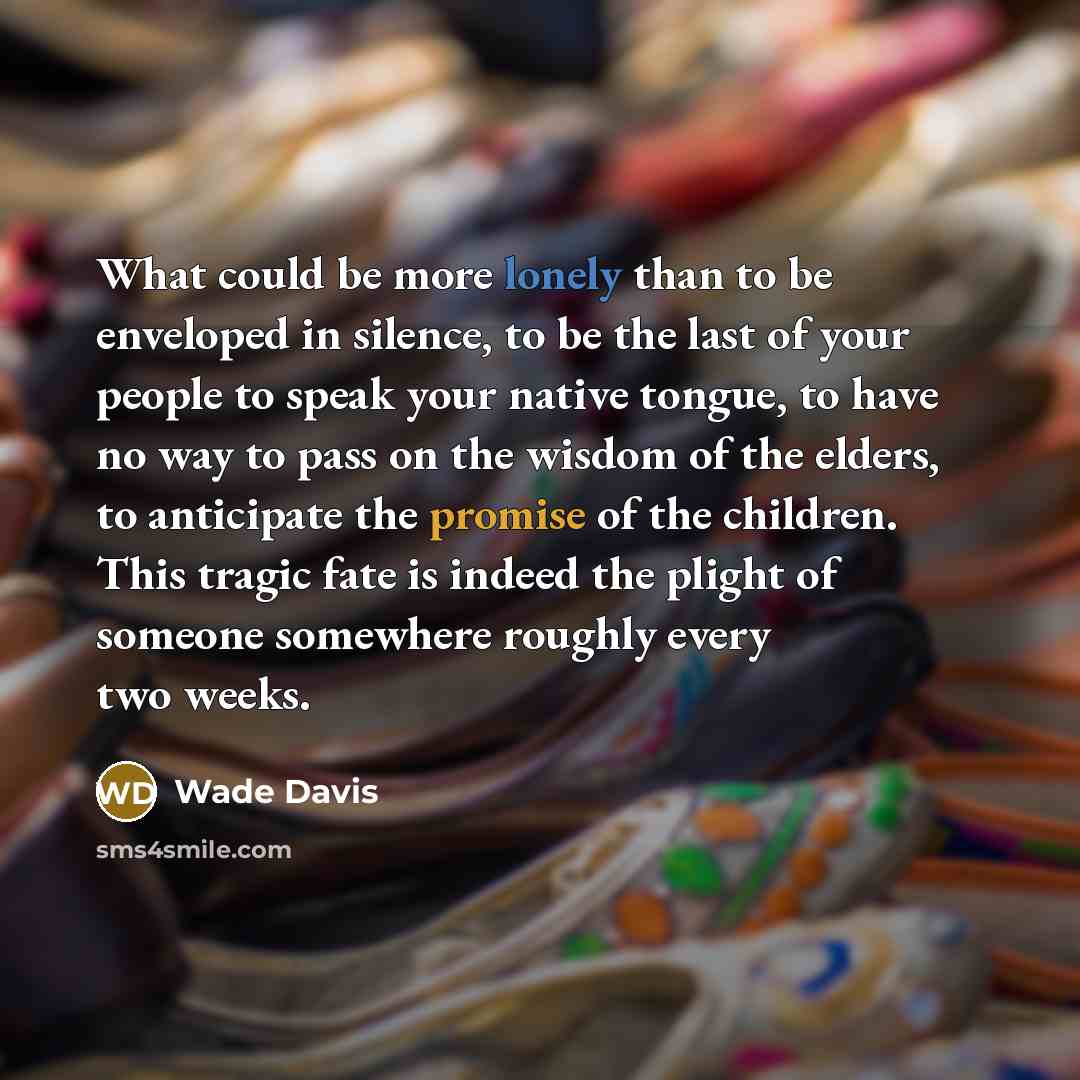 “What could be more lonely than to be enveloped in…” quote by Wade Davis
