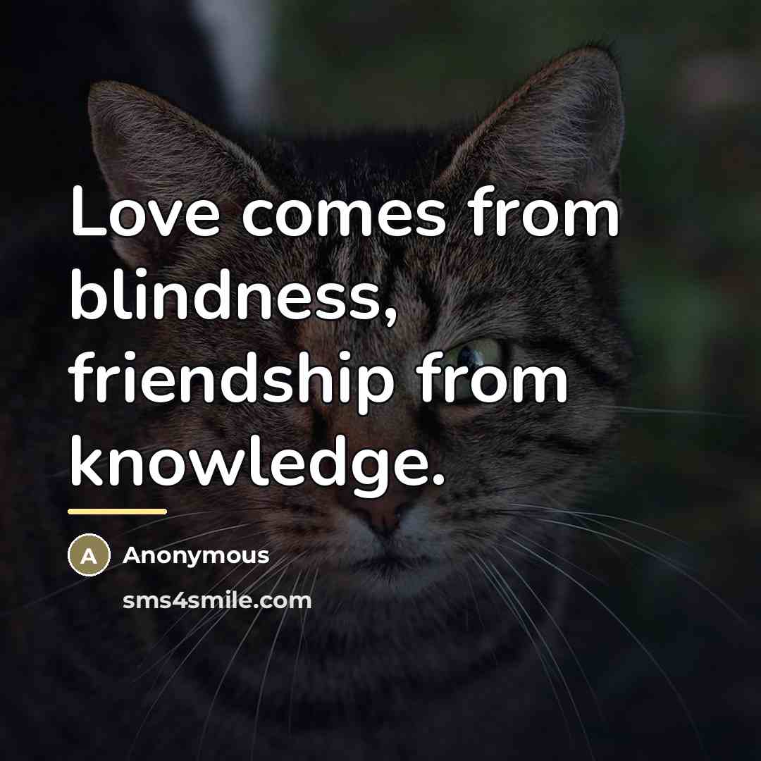 “Love comes from blindness, friendship from knowledge.…” quote by Comte De Bussy-Rabutin