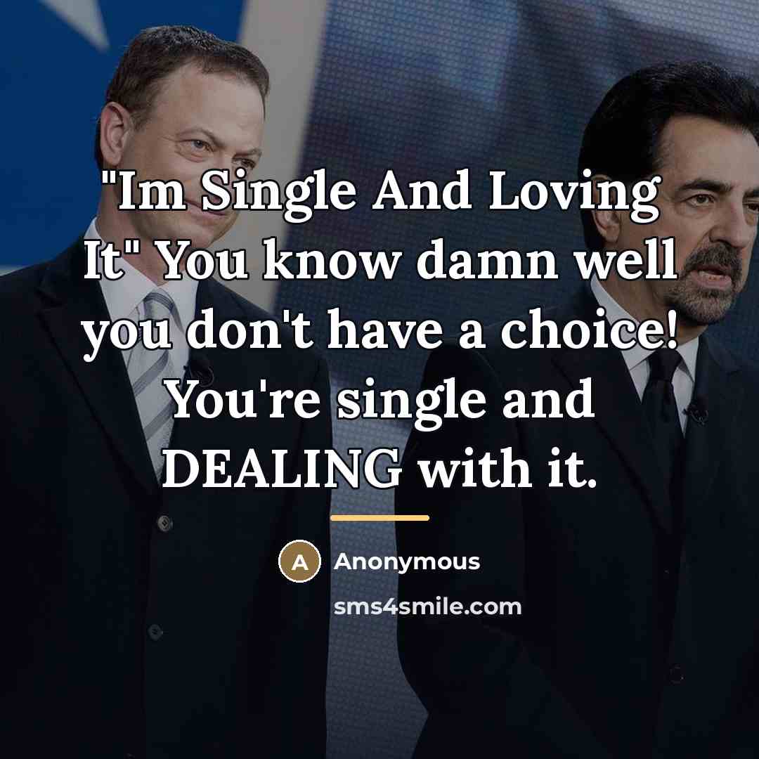 “"Im Single And Loving It" You know damn well you don't have a choice! You're single and DEALING with it.” quote by Anonymous