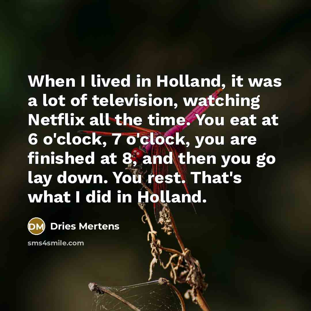 “When I lived in Holland, it was a lot of…” quote by Dries Mertens