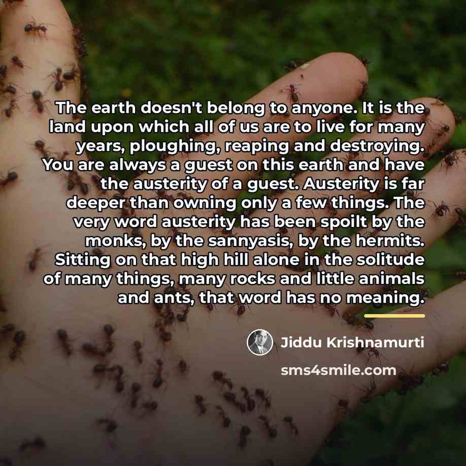 “The earth doesn't belong to anyone. It is the land…” quote by Jiddu Krishnamurti