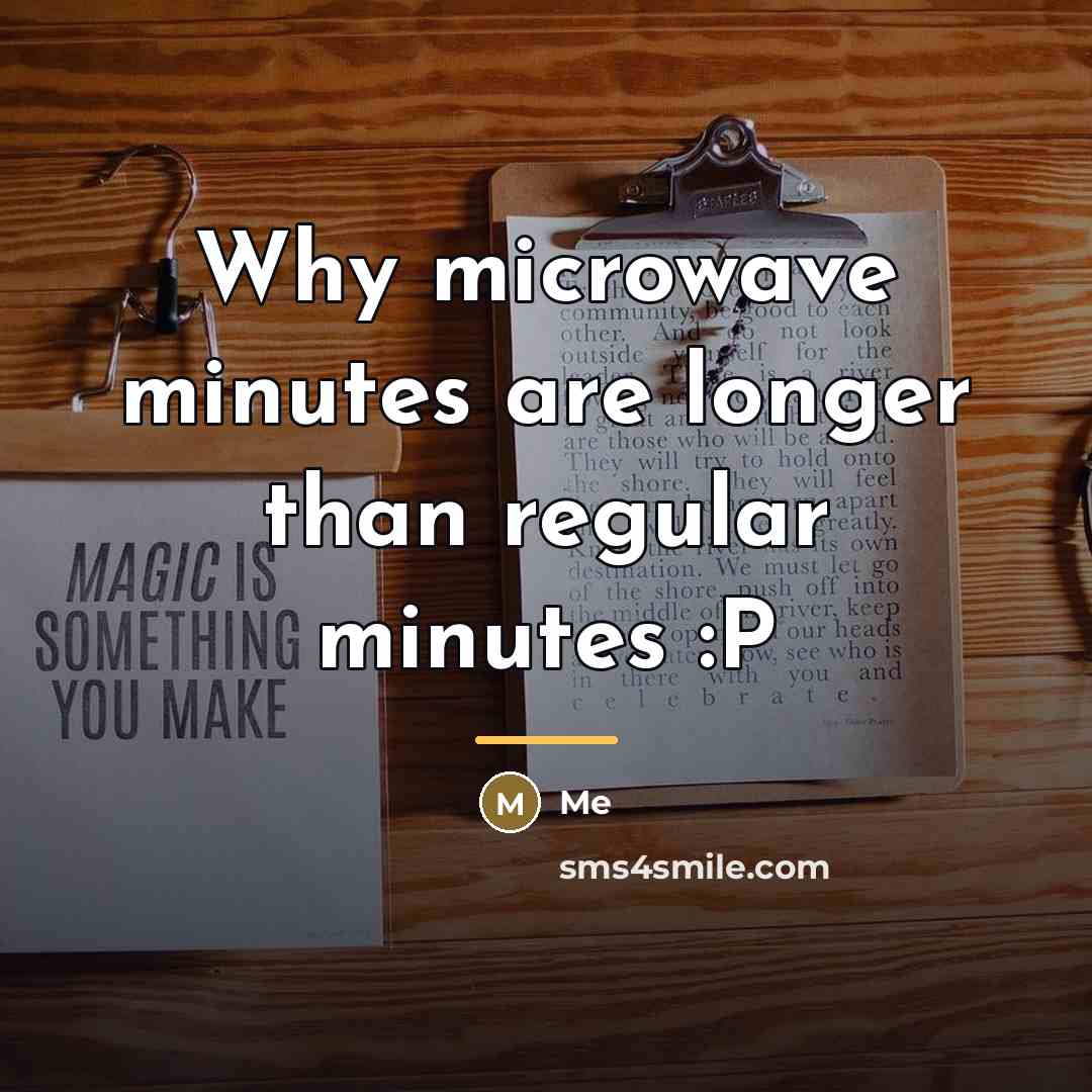 “Why microwave minutes are longer than regular minutes :P…” quote by Me